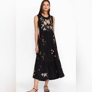 Johnny Was Ceretti Tiered Maxi Dress with Floral Embroidery XL EUC